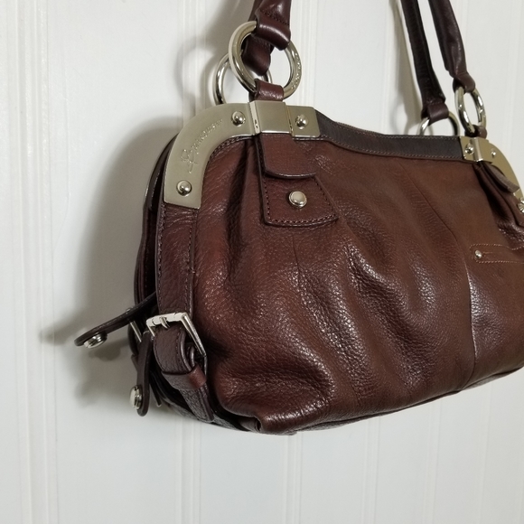 B. Makowsky Handbag Womens Brown Leather Satchel Shoulder Bag Purse Double Strap - Picture 6 of 16